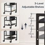HOOBRO PC Stand, 2-Tier PC Tower Stand Fits Most Computer Towers, CPU Holder for Floor, Height Adjustable, CPU Stand with Wheels Under Desk, for Home Office, Black BB11CJ01