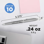 DISCOUNT PROMOS Custom Langham Ballpoint Pens Set of 10, Personalized Bulk Pack - Black Ink, Great for Office, School, Business, Tradeshows - Silver