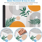 iCasso Extended Gaming Mouse Pad (35.4x15.7 in), Large 3mm Non-Slip Rubber Base Mousepad with Stitched Edges, Waterproof Keyboard Mouse Mat Desk Pad for Work, Game, Office, Home-Elm Leaf