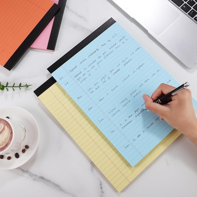 Thboxes 8 Pack Colored Legal Pads, Totally 400 Sheets Legal Pads 8 x 11.5inch College Ruled Writing Pads Wide Ruled Paper for Office, School, College, Professional