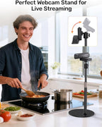 Webcam Tripod Stand for Desk Height Adjustable & 360° Swivel Webcam Mount Compatible with Logitech Webcam C922 C930e C920S C920 C615 C960 NexiGo N60 and BRIO and Other Devices with 1/4" Thread