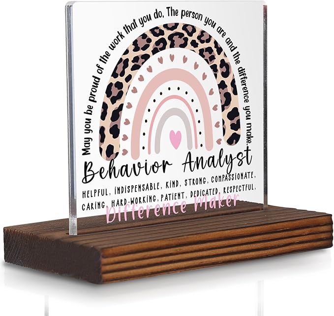 Behavior Analyst Gift Desk Sign, Thank You Plaque for ABA Therapists BCBA Difference Maker Appreciation Decor for Graduation Birthday Christmas Office Desk Classroom Counseling PA098