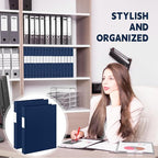 Henoyso 48 Pcs 3 Ring Binder 0.5 Inch Round Fits Letter Size 8.5'' x 11'' Paper Plastic Flexible Binder Bulk Holds 140 Sheets with 1 Pockets Versatile Organizer for Home Office School (Navy Blue)