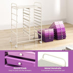 GOFLAME 15-Drawer Rolling Storage Cart, Craft Storage Cart with Removable Drawers & Lockable Wheels, Art Cart Supply Storage Organizer for Home Office Classroom, Purple Gradient