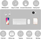 PU Leather Desk Pad Protector Gaming Mouse Pad Non Slip Desk Mat for Keyboard and Mouse Waterproof Desk Writing Pad for Office and Home Desk Accessories(Gray, 23.6 * 11.8)