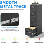 Yukimo 4 Drawer File Cabinet, Vertical File Cabinet with Lock, Metal Locking Filing Storage Cabinet for Home Office, Hanging Files for A4/ Legal/Letter, Assembly Required, Black