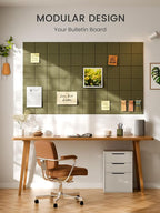 Bumusty Large Felt Bulletin Board 48" x 36" Cork Board Alternative - 6 Pack with 40 Safe Removable Adhesive Tabs, Cork Boards for Walls Cork Board for Home Office Classroom Pin Board (Olive Green)