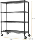 M MZG Industrial Metal 4 Tier Shelving for Garage, Pantry, Warehouse, Basement Utility Room, Storage Rack Metal Shelving Unit, Shelf Organizer, Black 23.6" D x 53.2" W x 73.6" H