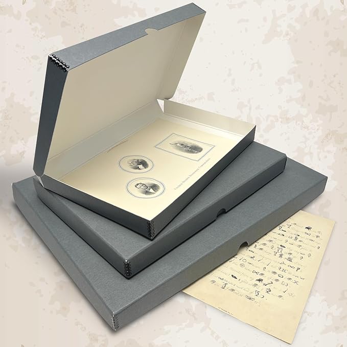 Golden State Art, Archival Folio Storage Box 11x17, Clamshell Design with Metal Edge, Preserve and Store Photos Documents Cards Prints Arts Crafts DIY, Gray, Pack of 2