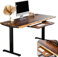 Standing Desk with Keyboard Tray – Walnut Solid Wood Desk, Natural Live Edge, Adjustable Height Dual Motor, Sit Stand for Home Office (Black, W48 x D27)