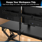 Mount-It! Standing Desk Converter Dual Monitor, 2 Screen Mounts Included, Height Adjustable Desk Riser in Black, Stand Up Desk Convertor Large 36" Wide, Sit Stand Convertor with Manual Lift Gas Spring