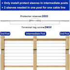 Steel DN Mate 120 Pack Stainless Steel Protector Sleeves for 1/8" Wire Rope, Cable Railing Hardware for Deck/Cable Railing System, T316 Marine Grade, Cable Sleeves Come with a Drill Bit DE100