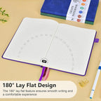 PERCUN Graph Paper Notebook, 160 Pages Grid Journal for women & men, A5 Hardcover Leather Graphing Notebook for School, Work, Travel, Note Taking 5.9”x8.5” (Purple)