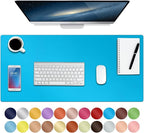Boutilon Leather Desk Pad Protector,Non-Slip Mouse Pad,Laptop Desk Pad,Office Mouse Mat,Waterproof Leather Desk Blotter,Desk Writing Pad for Office and Home (M-Blue,30"x14")