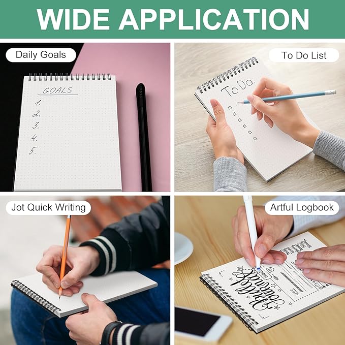 Engrowtic Dot Grid Notebook Top Spiral Notebook A5 Size Bullet Dotted Paper Hardcover Dot Journal 8.3''x 5.8'' 140 Pages Spiral Notepads for Sketching Drawing Writing School Office(Black,12 Pcs)