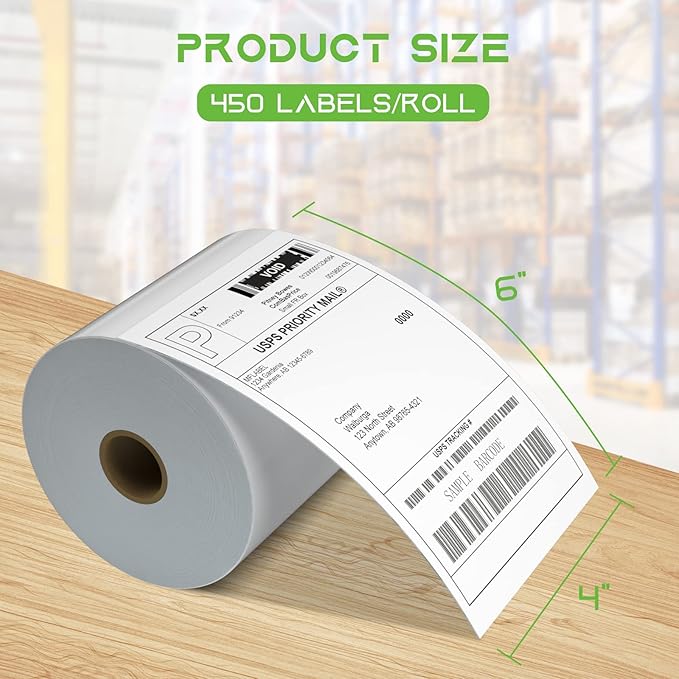 MFLABEL 4x6 Direct Thermal Shipping Labels - 40 Rolls of 450 Labels/Roll, Compatible with Zebra 2844/ZP450/ZP500/ZP505, USPS/FedEx/UPS/Amazon Shipping, Smudge-Resistant & Permanent Adhesive