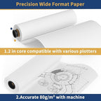 Wide Format Paper Roll,36" x 150 ft Plotter Paper with 2 Inch Core for CAD and Inkjet Printing Premium Bond Papers for Engineering Architectural and Maps（1 roll）