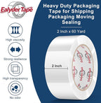 Ealyder Tape Transparent Packing Tape 2 inch x 60 Yards, 6 Rolls with Dispenser – Clear Heavy-Duty Parcel Tape for Secure Packaging, Total 360 Yards