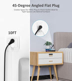 Under Desk Power Strip with 3M Adhesive, Removable Under Desktop Mount Plug with 30W Fast Charging USB C and USB A Ports, 4 Outlet Under Table Surge Protector 1200J, 10FT Extension Cord. (Black)