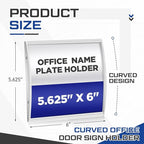 Yaocom Set of 5 Curved Name Plate Holder for Doors 5.625" x 6" Wall Mount Office Business Door Sign Holder Aluminum Sign Frame with Adhesive Tape Plastic Film for Office Business Display, Silver