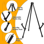 AROIC 3 Pack 14'' Tabletop Easels, Black Steel Table Top Easels for Display, Adjustable Portable Table Top Easel for Paintings, Signs, Posters,Frame Pictures(with 3 Bags)