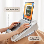 HUANUO Lap Laptop Desk - Portable Lap Desk with Pillow Cushion, Fits up to 15.6 inch Laptop, with Anti-Slip Strip & Storage Function for Home Office Students Use as Computer Stand - Marble