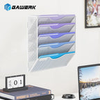 Gawerk 5 Tier Hanging Wall File Organizer, Mesh Mail Paper Orgnization Hanging File Folder Holder for Home Office, White
