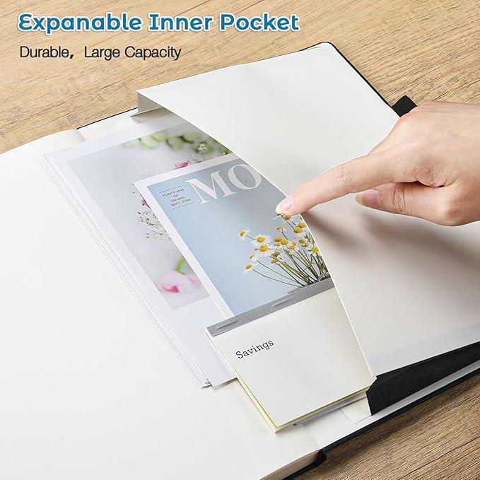 College Ruled Notebook, A4 Hardcover Leather Notebook for Work, Lined Notebook Journal for Women, Men, 192 Thick Paper, 8.5" x 11", Large Notebook with Pockets, Professional Business Notebook, Teal