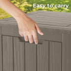 Decksplore 35 Gallon Outdoor Storage Box Waterproof Lockable Resin Deck Box Large, Patio Storage Bin for Pool Accessories Cushion Furniture, Garden Tools, UV-Resistant Outside Delivery Grey