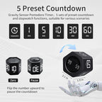 Productivity Timer Flip Gravity Sensor Cube Timer Countdown & Countup,Mute & Vibrate & Sound，5/10/30/60min & Custom Timing, Perfect for ADHD,Work,Learning,Kitchen Cooking (2, White +Black Hexagon)