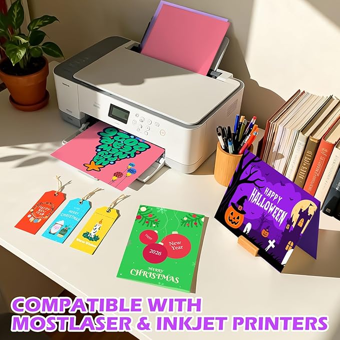 160 Sheets 8.5" X 11" Colored Cardstock, 80 Assorted Colors 180 GSM/65 LB Construction Paper Card Stock Printer Paper for Printing, Card Making, DIY Crafts, Kids School Supplies,Party Decorations