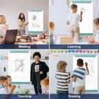TSJ OFFICE Rolling Whiteboard Standing - 40 x 26 Inches Magnetic Mobile White Board with Stand, Height Adjustable Dry Erase Board on Wheels with Paper Clamp on Top, Light Blue