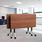 Goakwwuz Conference Room Table, Folding Conference Tables,Thicken Grey Tabletop,Flip Top Wooden Seminar Meeting Room Table for Conference Room Offices (2, Walnut, 61.0“)