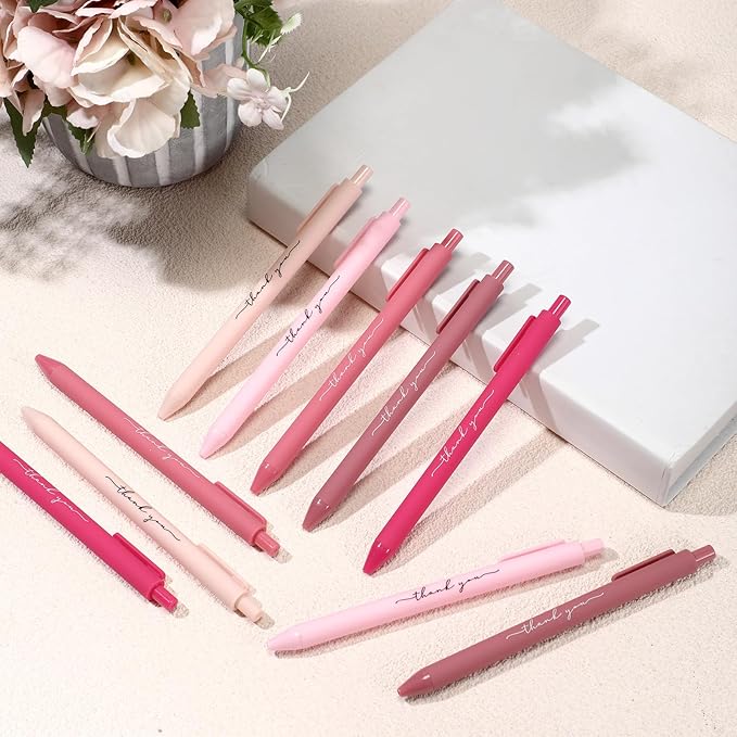 30pcs Thank You Pens Bulk Cute Multicolor Ballpoint Pen for Men Women Server Accessories Employee Holiday Appreciation Gifts for Teacher Office Back to School Party Favor (Pink)