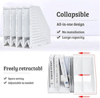 SAYEEC Collapsible Magazine Holder Plastic Desktop 4 Compartment File Desk Magazine Organizer Vertical File Divider Sorter Storage Document Organizer for Office Home School Gray