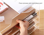 HeZone Acrylic Paper Letter Tray Organizer, 5 Tiers, Transparent, Modern, Rectangular, Stackable, Office
