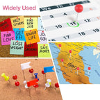 1000 Pcs Multi-Color Push Pins, Map Pins for Travel Map, Small Map Tacks with Plastic Beads Head for Cork Board (Red, 1/8 ")