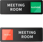 Meeting Room Office Door Sign Do Not Disturb,Versatile In-Use/Available Slider Sign for Business Home, Meeting Vacant Occupied Privacy Room Sign, Frosted Black 8" x 2.6"