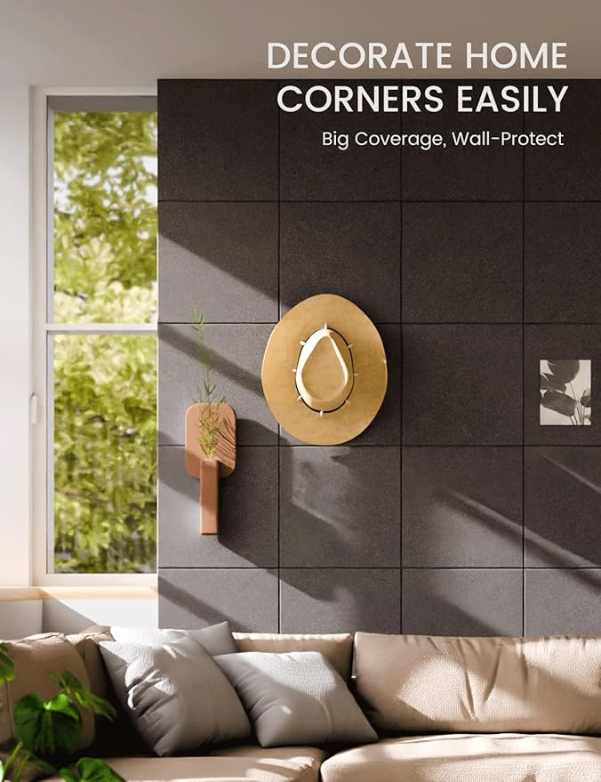 Fluxynara Large Felt Bulletin Board 48" x 36" Cork Board Alternative-12 Pack with 70 Safe Removable Adhesive Tabs, Cork Boards for Walls Cork Board for Home Office Classroom Pin Board - Charcoal Gray