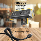 Kable Kontrol Desk Clamp Power Strip with 4 USB-A Ports, Nightstand Charging Station, 3 AC Outlets, Fast Charger, Easy Installation for Home, Offices, Hotels – 4.9 Ft, Black, 200 Pcs