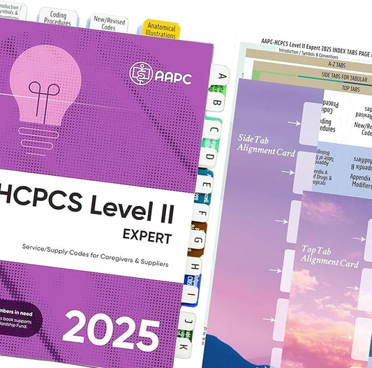 Index Tabs for HCPCS Level II Expert 2025 (AAPC Version), Laminated and Color-Coded HCPCS 2025 Book Tabs, with Clear Alignment Guide and Bookmark (Book NOT Included)