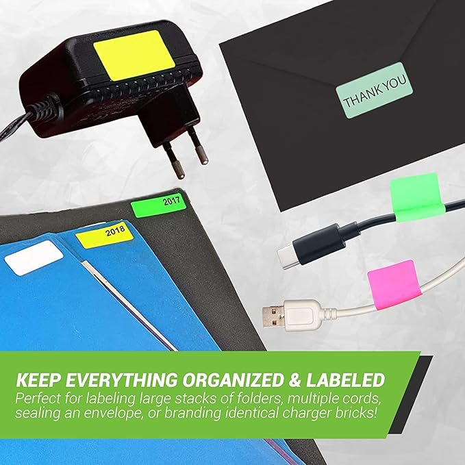 Royal Green Rectangular Color Coding Sticker Roll - Write On Labels for Folders & Organizing, 1.57" x 0.75" Stickers to Write On Name Tags for Office Supplies 5000 Labels - 10 Rolls (White).