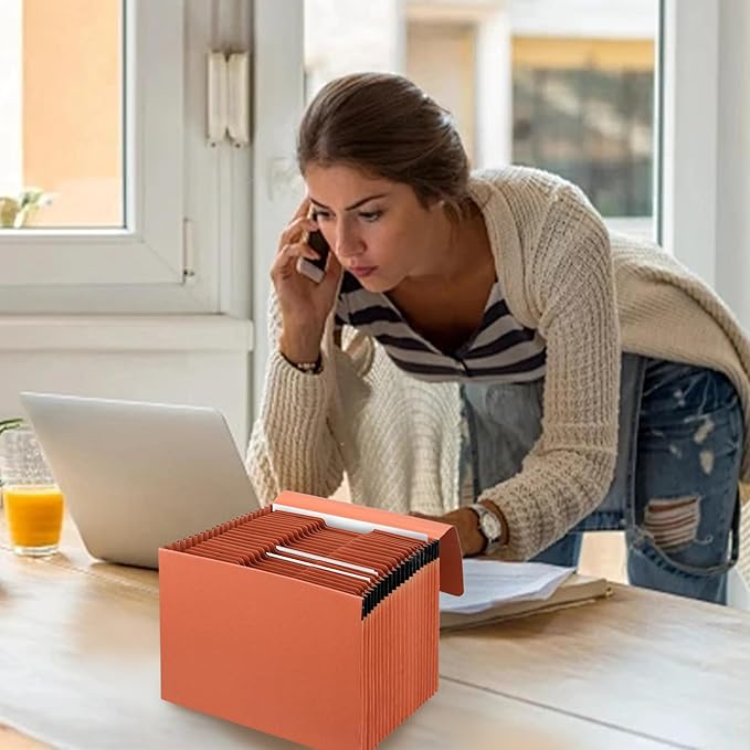 2 Packs Expanding File Pockets with Cover,21 Pockets Accordion File Organizer,Letter Size File Folder,Heavy Duty Expanding File Folder for Classroom,Home,Office and Travel