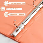 CIXILDTS 6-Pack 1-Inch Round Ring Binder, Standard 3 Ring Binder Fit Letter Size Paper, Presentation View Binders, Orange