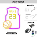 Custom Basketball Jersey Neon Signs for Room Decor Personalized Team Number Name Basketball Neon Sign for Party Night Light Birthday Gift for Teen Kids Boys Girls Men