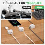 12 White Magnetic Cable Clips,Under Desk Cable Management,Cord Holder for Nightstand Home Office Car Phone Wall,2025 Adhesive Cord Organizer[0.45" in Ht Save Space/Versatile for Wire Up to 0.27" OD]
