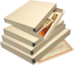 Lineco Museum Storage Box Tan, 8"x10"x1.5", Archival Boxboard, Drop-Front Design with Metal Edge. Organize, Store and Preserve Photographs, Prints, Documents, Art, Ephemera, Family Records, 2 Pack