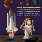 Countdown Timer! Blast Off Visual Timer for Kids with Audio Rocket, 0-24 Hour Countdown, Memory Function, Red Yellow Green Light, Easy Setup, Battery Operated for Classroom and Home Use