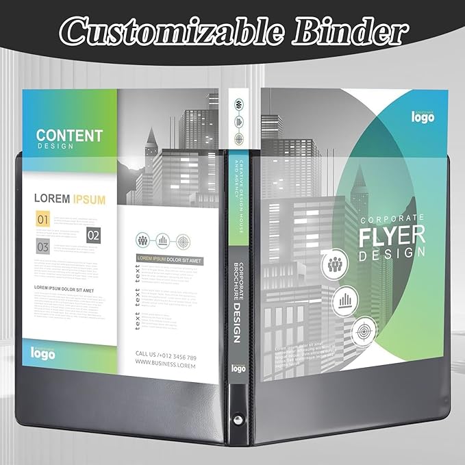 CIXILDTS 2" 3 Ring Binder, Standard 2-inch Round Ring Binder Fit Letter Size Paper, Presentation View Binders, Black, 6-Pack