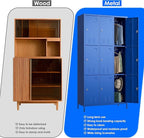 SUPEER 9 Doors Metal Locker for Employees with 27 Hooks and Business Card Holder,Metal Locker with Ventilation Holes for School Garage Office Gym Home,Assembly Required,Blue